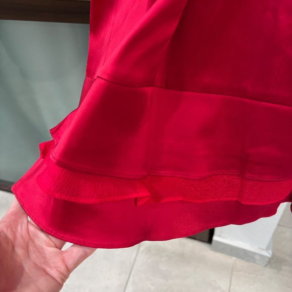 BCBGMaxAzria "Jonesy" One-shoulder Ruffled Mini Dress - Ruby Red Size 4 - Picture 12 of 16